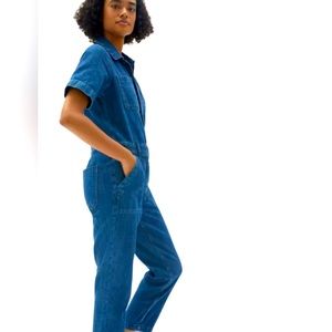 Everlane Short Sleeve Denim Coverall, Size 6